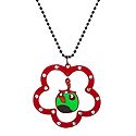 Black Chain with Red Flower Shaped Acrylic Pendant