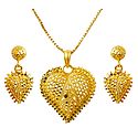 Gold Plated Chain with Heart Pendant and Earrings
