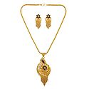Gold Plated Chain with Pendant and Earrings