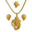 Gold Plated Chain with Pendant, Ring and Earrings
