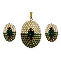 Faux Emerald and Zirconia Pendant and Earrings