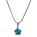 Blue Cut Glass Flower Pendant with Chain