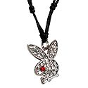 Stone Studded Rabbit Face Pendant with Black Cord