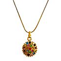 Multicolor Stone Studded Pendant with Silver and Golden Chain