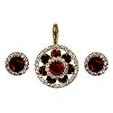 Faux White Zirconia and Garnet Pendant and Earrings