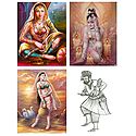 Indian Beauties and Sufi Singer - Set of 4 Posters