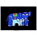 Elephant - Mother and Child - Photo Print of Jamini Roy Painting