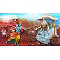 Krishna Attacks Bhishma with a Chariot Wheel