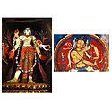 Avalokiteshvara and Bodhisattva Vajra (Reprint of Medieval Painting) in Alchi Monastery, Ladakh - Set of 2 Postcards