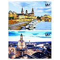 A Hotel and Church in Dresden, Germany - Set of 2 Postcards