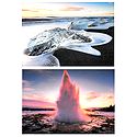 Diamond Beach and Strokkur Geysir, Iceland - Set of 2 Postcards