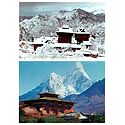 Bhimakali Temple in Himachal Pradesh, India and Mt. Ama Dablam, Nepal - Set of 2 Postcards