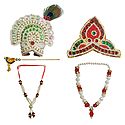 Set of 2 Crowns, Flute and Necklaces for 18 to 20 inches Radha Krishna