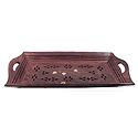 Wood Carved Ritual Tray with Brass Inlay