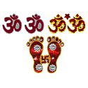 Charan, Om and Shubh Labh Glitter Sticker - Set of 3