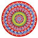 Multicolor Alpana Print on Round Sticker