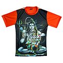 Printed Shiva and Ganesha on Mens Synthetic T-Shirt