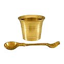 Brass Glass with Spoon for Panchamrita