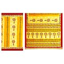 Printed Yellow Synthetic Saree with Red Border