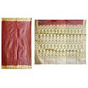 Red with Golden Cotton Silk Saree with Border and Pallu