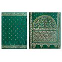 Kantha Stitch on Cyan Green Pure Silk Saree with Gorgeous Border and Pallu