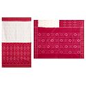 Ikkat Design on Off-White and Red Cotton Saree with Border and Pallu
