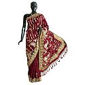 Maroon Dupion Silk Saree with All-Over Sequin qnd Zari Embroidery