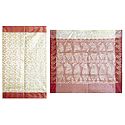 Jamdani Weaved Design All-Over on White Net Saree