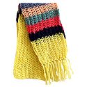 Light Yellow Scarf with Multicolor Border
