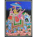 Princely Procession - Sequin work on Printed Cotton Cloth - Unframed