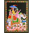 Princely Procession - Printed Cloth with Sequin Work - Unframed