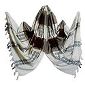 White with Brown Orissa Bomkai Cotton Stole with All-Over Black Weaved Design