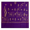 Embroidered Dark Mauve Kashmiri Woolen Shawl for Ladies