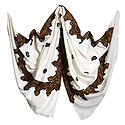 White Woolen Shawl with Embroidered Border