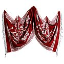 Reversible Red and White Woolen Stole with Weaved Floral Design 