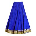 Blue Wrinkled Cotton Skirt with Zari Border