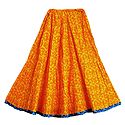 Tribal Print on Saffron Cotton Long Skirt with Adjustable Waist