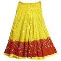 Light Yellow with Dark Red Tie and Dye Skirt with Sequins