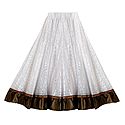 White Brasso Long Skirt with Zari Border with Adjustable Elastic Waist