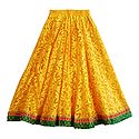 Yellow Brasso Long Skirt with Zari Border with Adjustable Elastic Waist