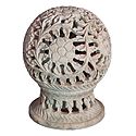 Intricately Carved Ball Shaped Candle Stand in Stone