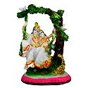Radha Krishna on Swing - Marble Duist Statue