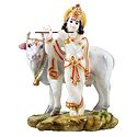 Krishna with Cow - Marble Dust Statue