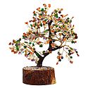 300 Multicolor Gemstone Chips Wire Tree on Wood Base