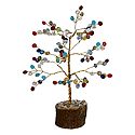 Multicolor Stone Chips Wire Tree on Wood Base