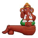 Ganesha Sitting on Veena - Terracotta Statue