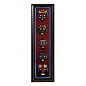 Multicolor Faces on a Wooden Panel - Terracotta Wall Hanging