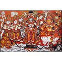 Vishnu and Lakshmi During Samudra Manthan with Devas and Asuras