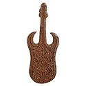 Wood Carved Guitar with 5 Hooks Key Hanger - Wall Hanging