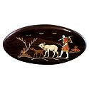Cowherd with Cow - Inlaid Wood Wall Hanging